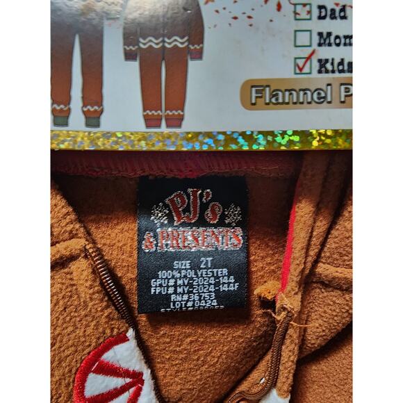 PJ's & Presents Christmas Gingerbread One-Piece Pajamas Holiday Girls 2T New! - Picture 3 of 4